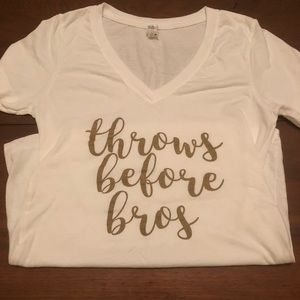 Mardi Gras “throws before bros” v neck t shirt